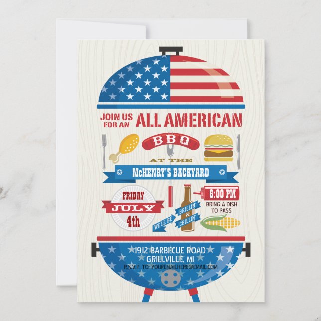 Invitation de tous les 4 juillet américains du BBQ (Devant)