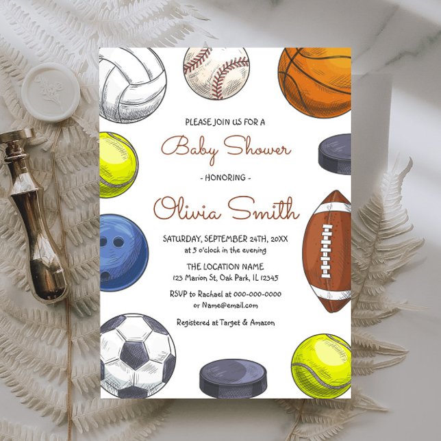 Invitation de tous les Baby showers de sports Star (Créateur téléchargé)