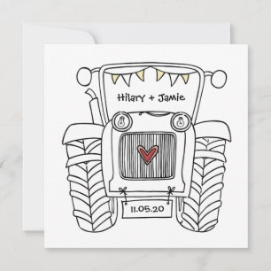 Invitation de tracteur de Mariage campagnard perso