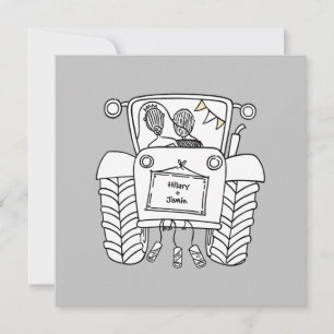 Invitation de tracteur de Mariage campagnard perso