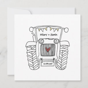 Invitation de tracteur de Mariage campagnard perso