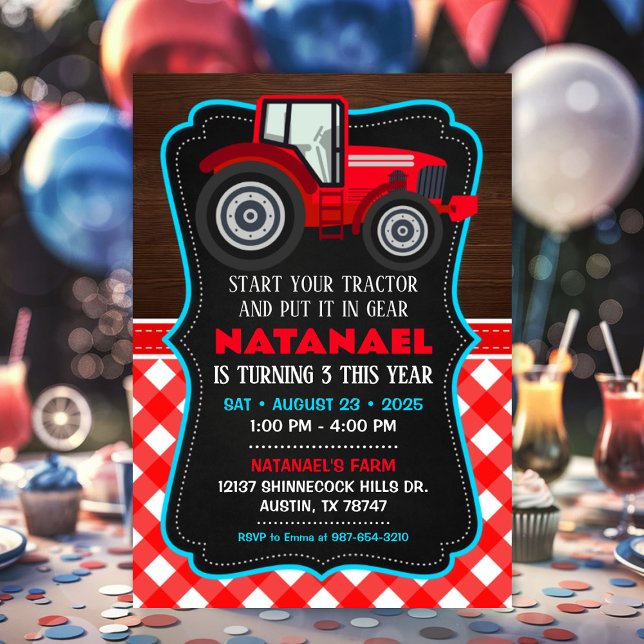Invitation de tracteur pour la fête d'anniversaire (Tractor Invitation for Farm Birthday Party)