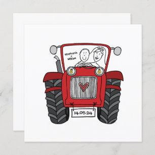 Invitation de tracteur rouge Mariage campagnard pe