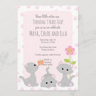 Invitation de trois petits chatons