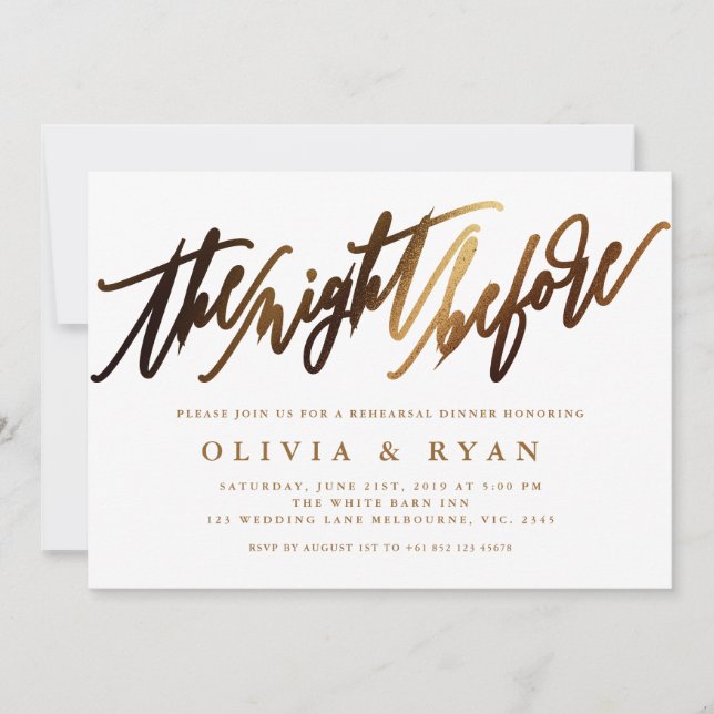Invitation de typographie de script Gold Elegant (Devant)