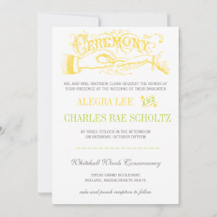Invitation de typographie moderne vintage jaune et