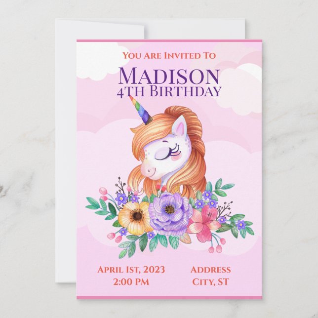 Invitation de Unicorn Kids (Devant)