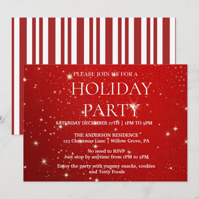 Invitation de vacances avec ornements de Noël (Devant / Derrière)
