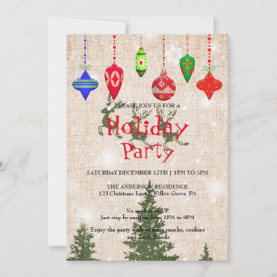 Invitation de vacances avec ornements de Noël