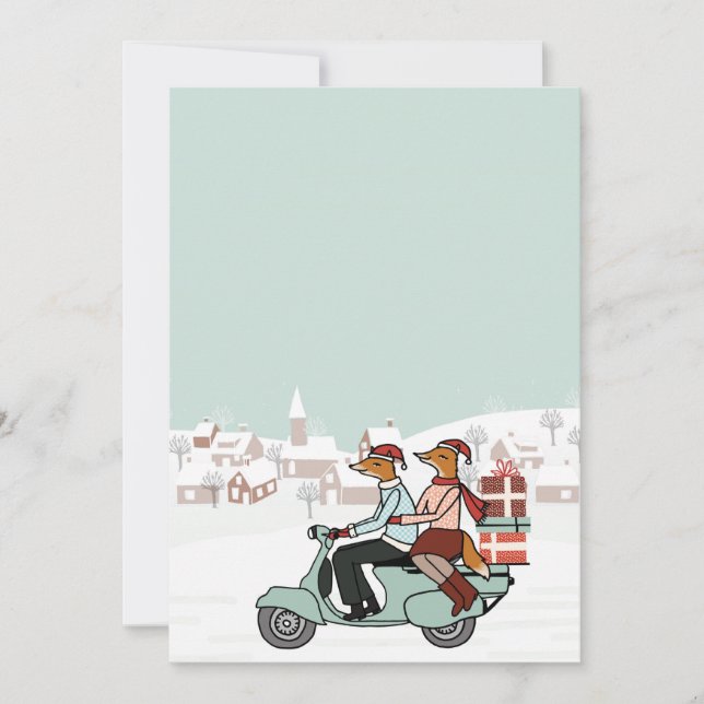 Invitation de vacances de Noël - les renards (Devant)