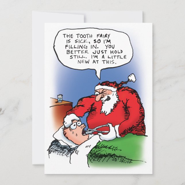 Invitation de vacances de Père Noël de fée de dent (Devant)