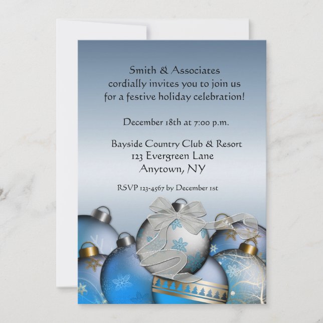 Invitation de vacances en argent bleu (Devant)