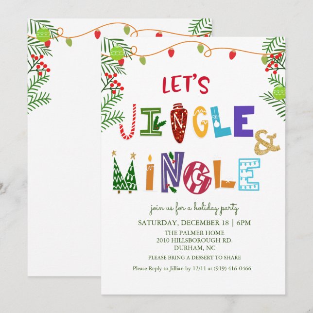 Invitation de vacances Jingle et Mingle (Devant / Derrière)