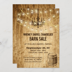 Invitation de vente de grange avec le lustre et le