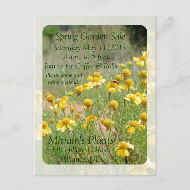 Invitation de vente de jardin (Devant)