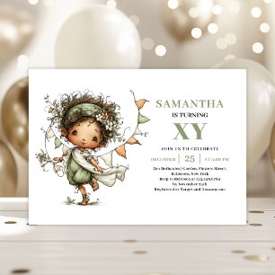 Invitation de verdure pour les 6 ans de la fille f