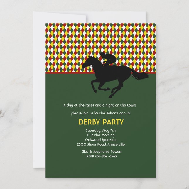 Invitation de vert de la fierté du jockey (Devant)