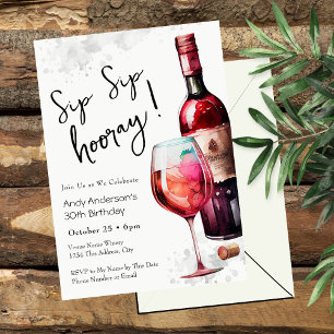 Invitation de vin pour les 30 ans Sip Sip Hooray
