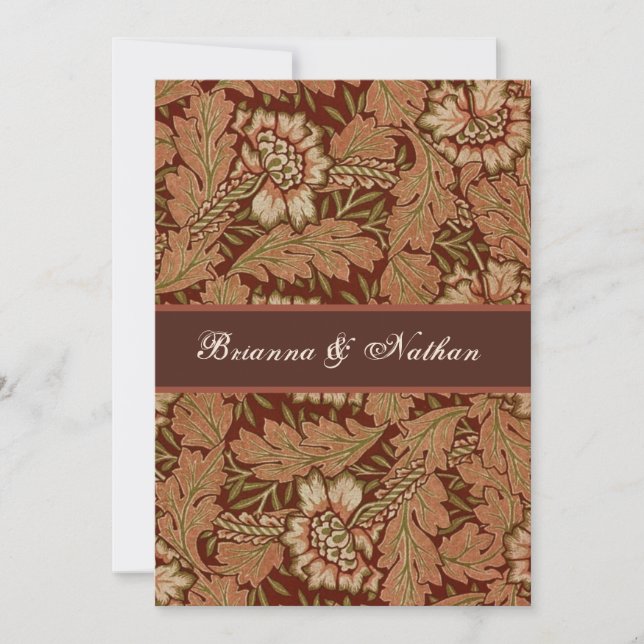Invitation de Vintag mariage damassé de chocolat (Devant)