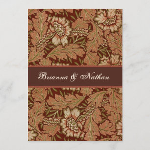 Invitation de Vintag mariage damassé de chocolat