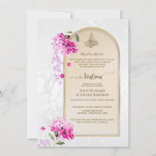 Invitation de Walima de luxe   Hortensias à l'aqua