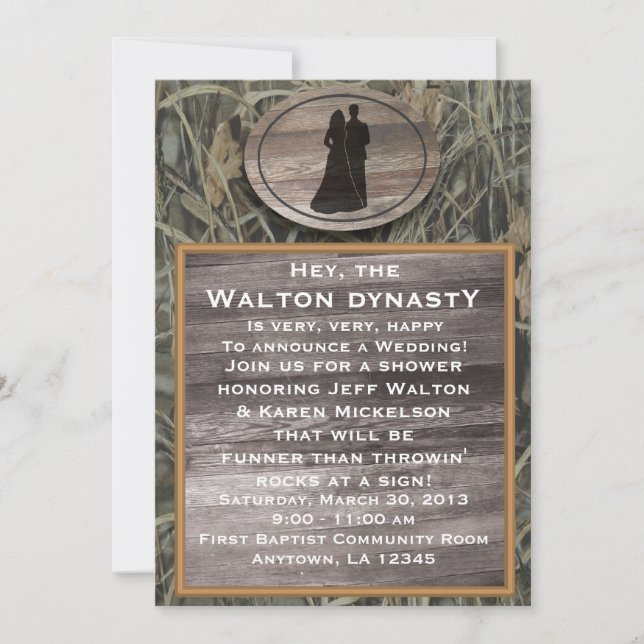 Invitation de wedding shower de Camo (Devant)