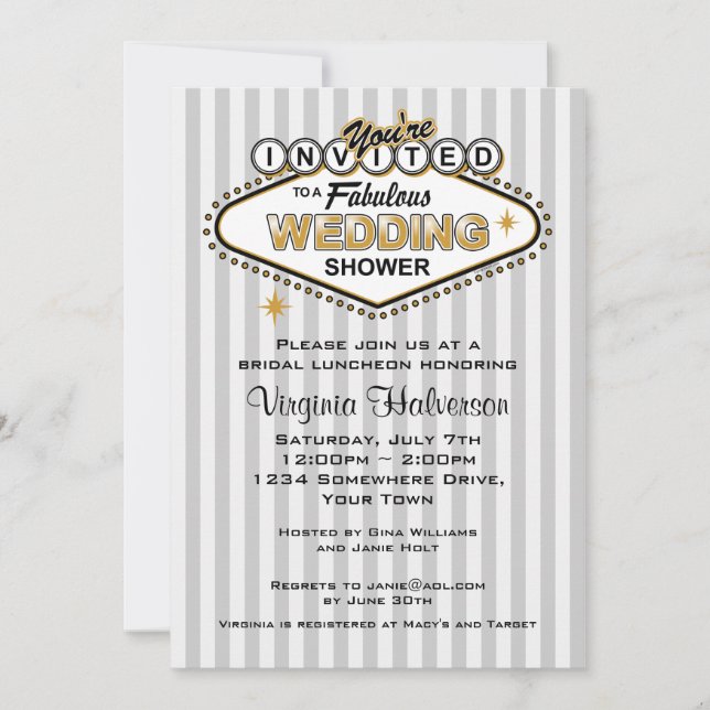 Invitation de wedding shower de Las Vegas (Devant)