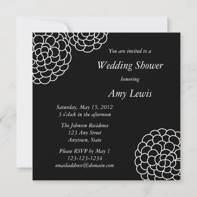 Invitation de Wedding shower personnalisé noir et  (Devant)