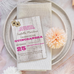 Invitation de Whitewash Plum Quinceañera