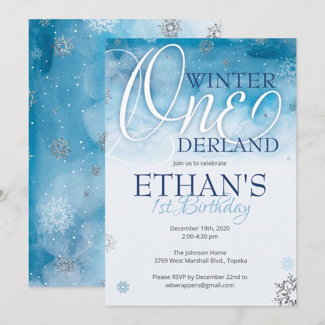 Invitation de Winter Onederland pour le premier an (Devant / Derrière)