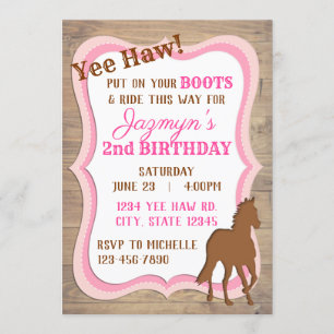 Invitation de Yee Haw Pink Cowgirl