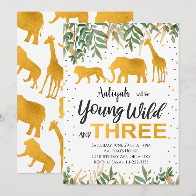 Invitation de Young Wild Three Safari (Devant / Derrière)