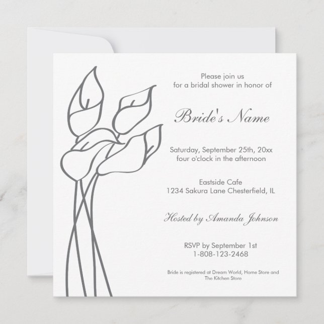 Invitation de zantedeschia (Devant)