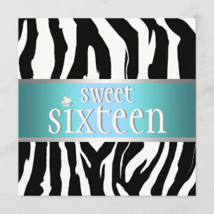 Invitation de Zebra Sweet sixteen