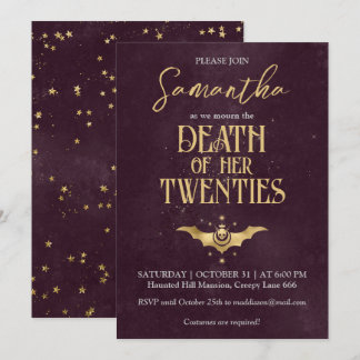 Invitation Death To My Twenties Halloween 30th Birthday Party