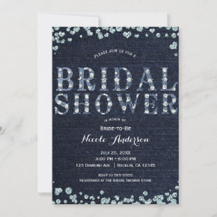 Invitation Débardeur en jean et diamants bling chic douche de
