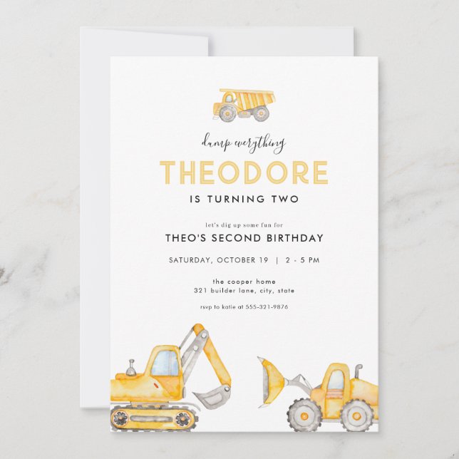 Invitation Débrancher tout Construction Anniversaire Invitati (Devant)