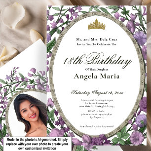 Invitation Début de 18 ans aux fleurs roses élégantes