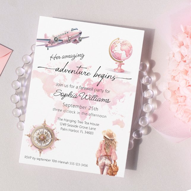 Invitation Début de l'aventure de voyage de la fête d'adieu (Créateur téléchargé)