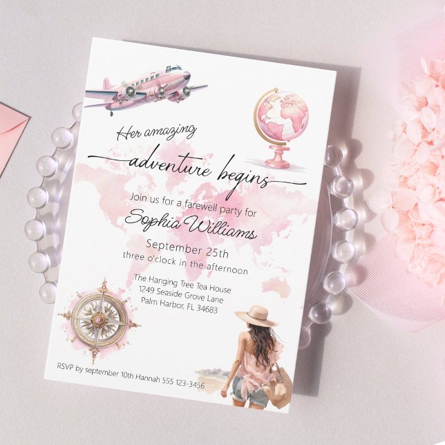 Invitation Début de l'aventure de voyage de la fête d'adieu (Créateur téléchargé)