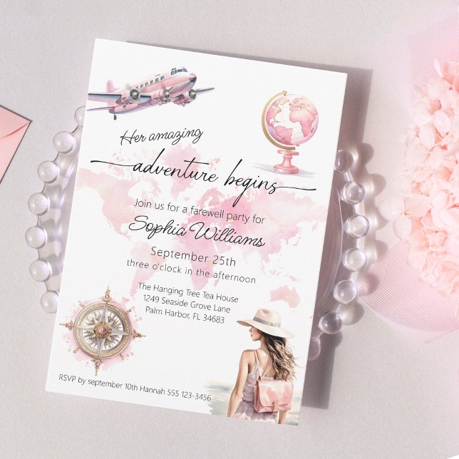 Invitation Début de l'aventure de voyage de la fête d'adieu (Créateur téléchargé)