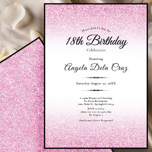 Invitation Début élégant de 18 ans avec paillettes roses