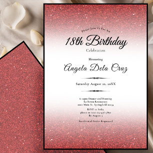 Invitation Début élégant de 18 ans avec paillettes rouges