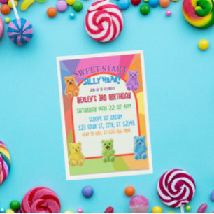 Invitation Début Sucré, Oursons en Bonbons de Saint Valentin 