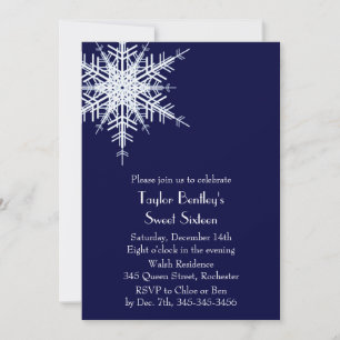 Invitation Décalage hivernal Flocon de neige 16e anniversaire