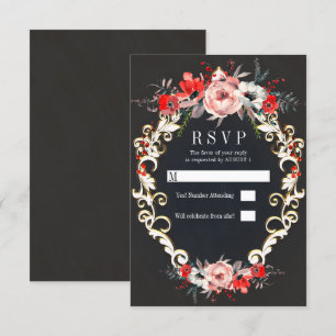 Invitation Décembre Mariage d'hiver Holly Berry Floral RSVP