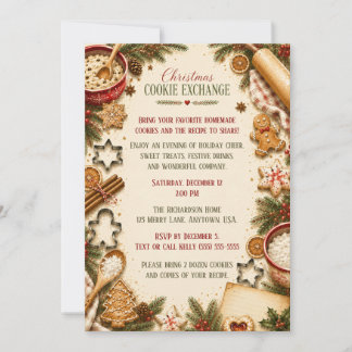 Invitation d'échange de biscuits de Noël vintage