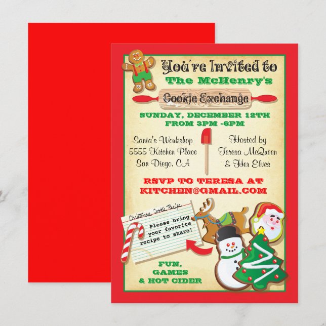 Invitation d'échange de cookies (Devant / Derrière)