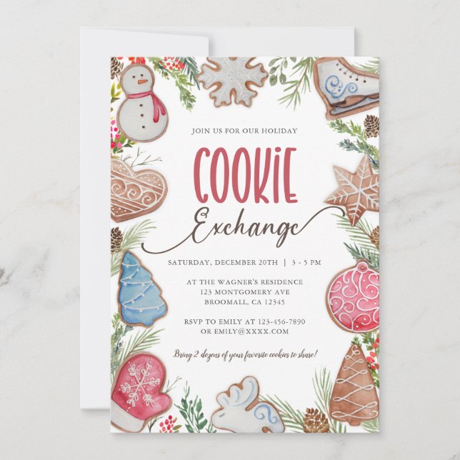Invitation d'échange de cookies de Noël (Devant)
