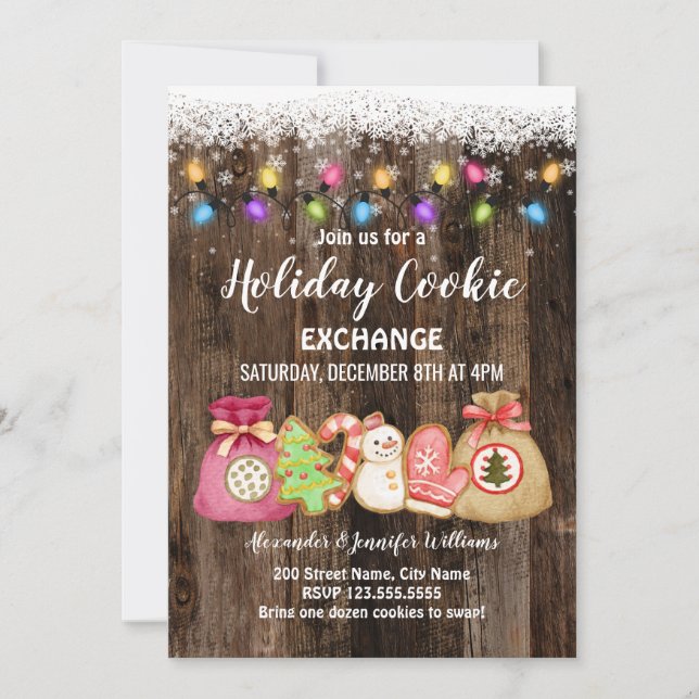 Invitation d'échange de cookies de vacances (Devant)